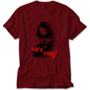 Z zepplin Joker Drawing Face Why So Serious Kırmızı Tişört