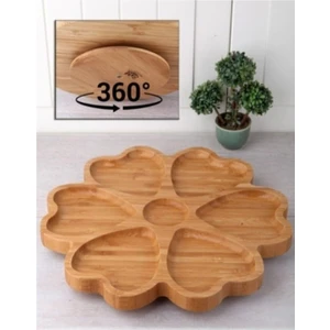 Çavdar Group Bambu Lüx Sunum 30 Cm 7 Bölmeli Kalpli Sunum Servis Kahvaltı Tabağı