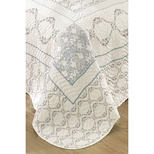 Çift Kişilik Kapitone Yatak Örtüsü %100 Pamuk Beyaz Mavi Desenli Kolay Ütülenir Hızlı Kuruyan