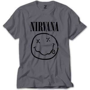Nirvana Smiley Face Gri Tişört