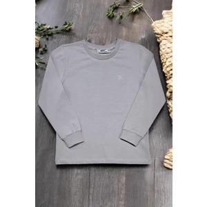 Unisex Çocuk Bisiklet Yaka Uzun Kollu Likralı Tişört Body