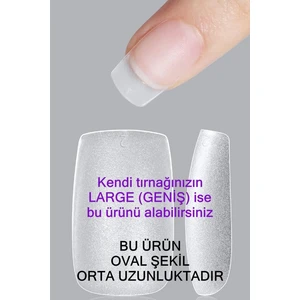 Easy Beauty 100 Adet LARGE Beden KARE Takma Tırnak Seti ORTA Uzunlukta Yapıştırıcı Hediyeli