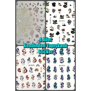 Easy Beauty 4 Adet Kendinden Yapışkanlı Tırnak Sticker, Nail Art, Tırnak Süsleme, Tırnak Dövmesi