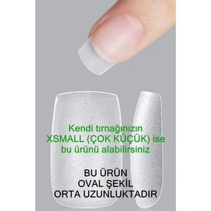 Easy Beauty 100 Adet XSMALL Beden KARE Takma Tırnak Seti ORTA Uzunlukta Yapıştırıcı Hediyeli