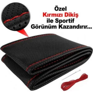 Direksiyon Kııfı Siyah Noktalı Kırmızı Dikişli Model