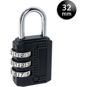 YMK-1332 Üç Basamaklı Şifreli Asma Kilit Siyah 32 mm