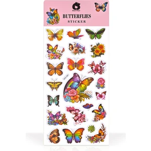 Renkli Kelebekler Kabartmalı Sticker Etiket Çıkartma Organizer