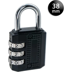 YMK-1338 Üç Basamaklı Şifreli Asma Kilit Siyah 38 mm
