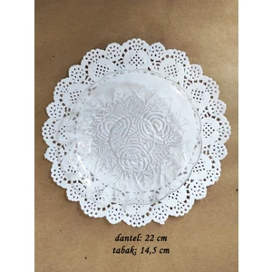 Beyhan Bayhan 50 Adet 22 cm Yuvarlak Dantel Kağıt Tabak Altlığı - Dantel Pasta Altlığı