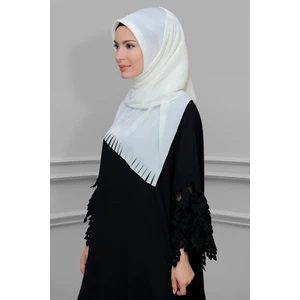 Hürrem Bone Krem Pratik Hazır Geçmeli Tesettür Eşarp Fukuro Piliseli Saçaklı Lazer Kesim 1828_40