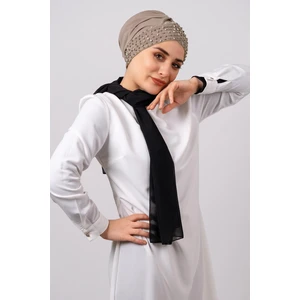Hürrem Bone Vizon Pratik Hazır Geçmeli Tesettür Bone Sandy Kumaş Taşlı 1456_10