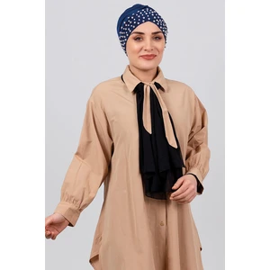 Hürrem Bone Lacivert Pratik Hazır Geçmeli Tesettür Bone Sandy Kumaş Taşlı 1456_02