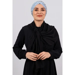 Hürrem Bone Bebe Mavisi Pratik Hazır Geçmeli Tesettür Bone Sandy Kumaş Taşlı 1456_11