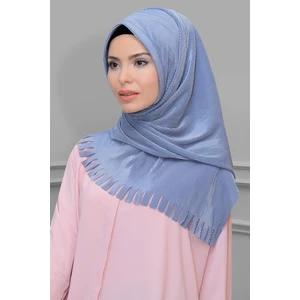 Hürrem Bone Açık Gri Pratik Hazır Geçmeli Tesettür Eşarp Fukuro Piliseli Saçaklı Lazer Kesim 1828_15