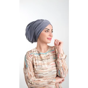 Hürrem Bone Gri Pratik Hazır Geçmeli Tesettür Bone Sandy Kumaş Büzgülü 2114_15