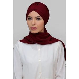 Hürrem Bone Bordo Pratik Hazır Geçmeli Tesettür Bone Petekli Mevsimlik Büzgülü Atkılı 1860_16