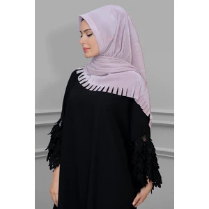 Hürrem Bone Violet Pratik Hazır Geçmeli Tesettür Eşarp Fukuro Piliseli Saçaklı Lazer Kesim 1828_21