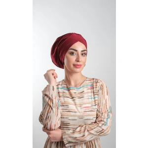 Hürrem Bone Bordo Pratik Hazır Geçmeli Tesettür Bone Sandy Kumaş Büzgülü 2114_16