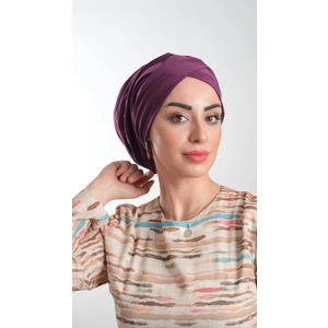 Hürrem Bone Mürdüm Pratik Hazır Geçmeli Tesettür Bone Sandy Kumaş Büzgülü 2114_07