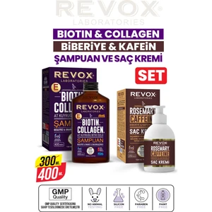 Biotin & Colagen E Vitamini Destekli Saç Bakım Şampuanı ve Biberiye Kafein Özlü Saç Kremi