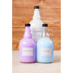 Krm Home 3'lü Sıvı Deterjan ve Çamaşır Yumuşatıcı Şişesi 1000 ml Kulplu Cam Galon