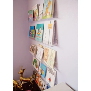 Pleksi Marketi Pleksi Kitap Duvar Rafı ŞEFFAF--50 x 10CM--2 Adet--