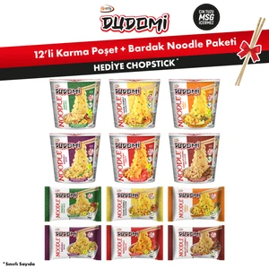 12’li Karma Poşet+Bardak Noodle Paketi + Bambu Chopstick Hediye!