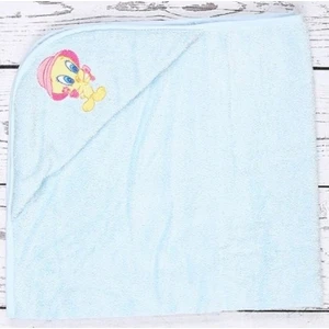 Tweety Nakışlı Bebe Pelerini Mavı 80X80 Bambu