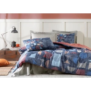 Colored Shape Çift Kişilik Soft Life Saten Nevresim Takımı-Lacivert