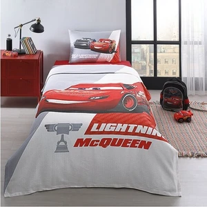 Cars Piston Cup Tek Kişilik Disney Lisanslı Lastikli Fitted Çarşaf Çocuk Pike Takımı
