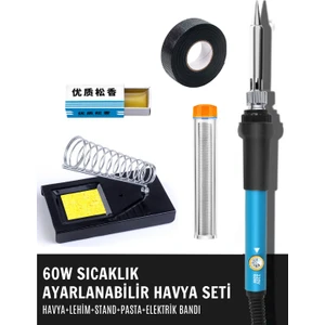 ST-60 60W Sıcaklık Ayarlanabilir Havya Lehim Makinesi Bant, Pasta, Lehim ve Stand