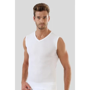 Erkek Beyaz Tişört V Yaka Sıfır Kol Kolsuz Atlet Body %100 Pamuk