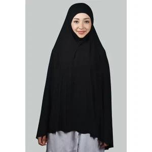 Hazır Türban Peçeli Pratik Eşarp Tesettür Nikaplı Hijab - Namaz Örtüsü Sufle (5Xl) - Siyah