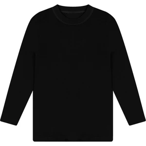 Erkek Çocuk Fanila Siyah Uzun Kollu Tişört %100 Pamuk Penye