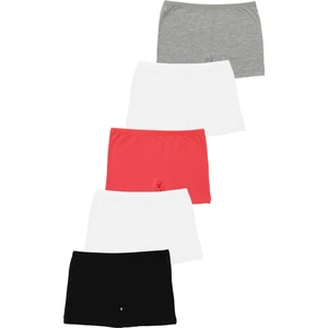 Renkli Kız Çocuk Boxer Tayt 5'li Paket Pamuklu Likralı