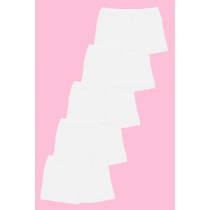 Beyaz Kız Çocuk Boxer Tayt 5'li Paket Pamuklu Likralı