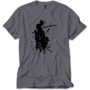 Z zepplin Samurai Miyamoto Musashi Gri Tişört