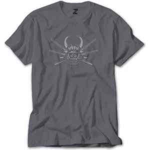Z zepplin Samurai Skull Sword Gri Tişört