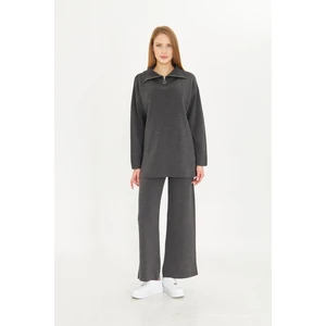 Irmak Kerekli Oversize Fermuarlı Triko Alt Üst Takım 1805