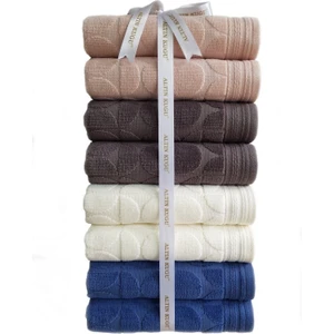 Circular Havlu 8 Adet- Indigo Krem Antrasit Bej