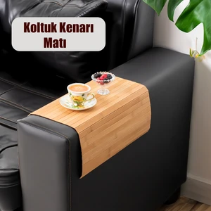 220027 Bambu Koltuk Matı Ahşap Kanepe Koltuk Kenarı Sehpa Yan Sehpa Koltuk Katlanabilir Tepsisi