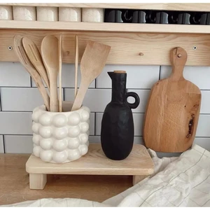 Tezgah Üstü Kaşıklık | Beyaz Bubble Vazo Seramik Tasarım Kaşıklık