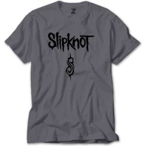 Z zepplin Slipknot Logo Text Gri Tişört