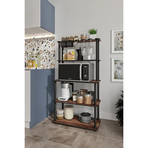 Dekoratif Masivo Mıkrodalga Esspresso 4 Katlı 33 CM x 68 cm Dikdörtgen Çok Amaçlı Raf Madran Ceviz