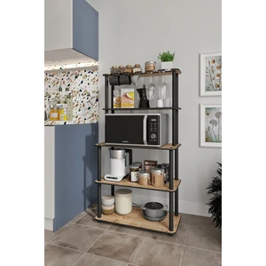 Dekoratif Masivo Mıkrodalga Esspresso 4 Katlı 33 CM x 68 cm Dikdörtgen Çok Amaçlı Raf Safir Meşe