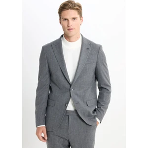 Altınyıldız Classics Slim Fit Dar Kesim Kırlangıç Yaka Çizgili Kapak Cepli Esnek Koyu Gri Takım Elbise