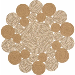 Cool Halı Luke 432 Natural Yuvarlak Halı Bohem Örgü Hasır Kilim Dekoratif Mutfak Balkon Banyo Halısı