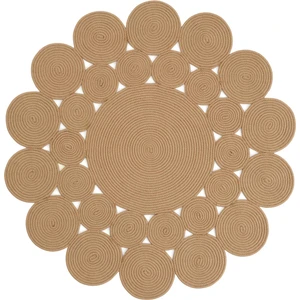 Cool Halı Luke 433 Naturel Yuvarlak Halı Bohem Örgü Hasır Kilim Dekoratif Mutfak Balkon Banyo Halısı