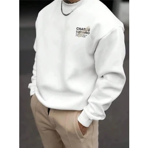 3 Iplik Beyaz Kışlık Charlie Luciano Kalın Sweatshirt Unisex