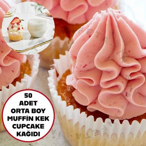 50 Adet Orta Boy Muffin Cupcake Kağıdı, Renkli Kağıt Muffin Kek Kalıbı